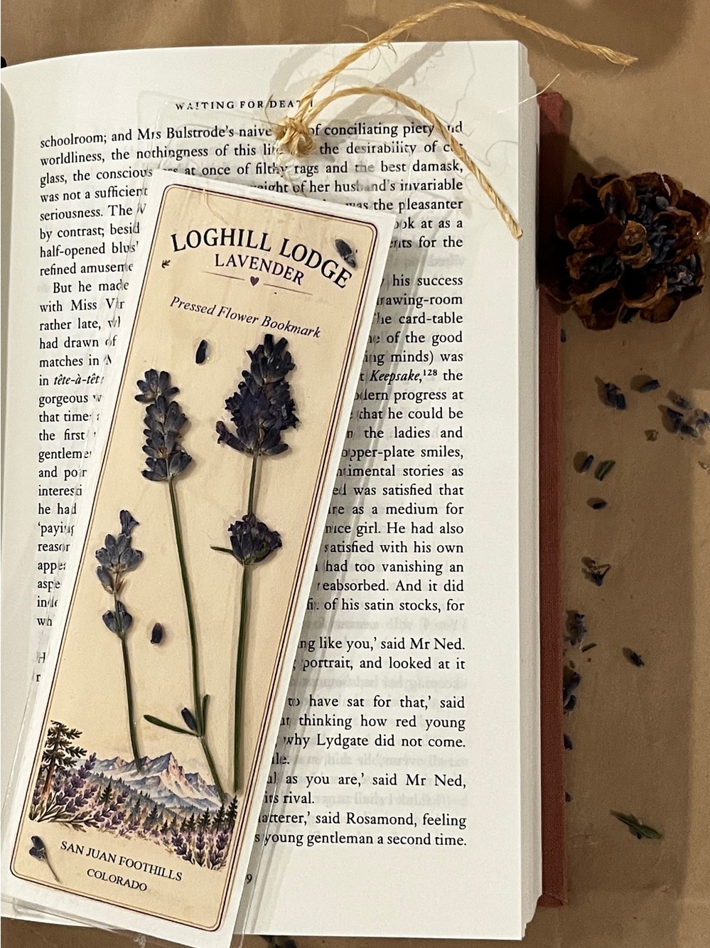Loghill Lodge Lavender Handmade Pressed Flower Bookmark
